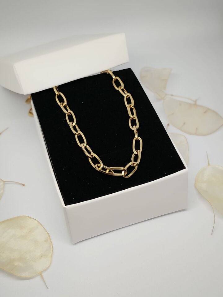 Çelik Ataç Zincir Gold Kolye