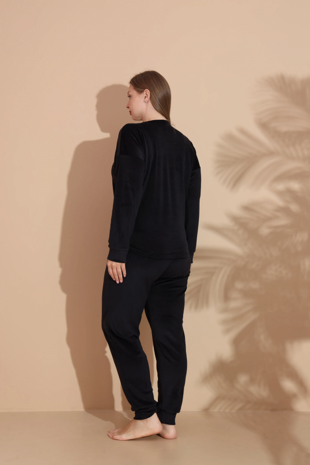 Estiva 25394 Uzun Kol Battal Kadife Pijama Takımı