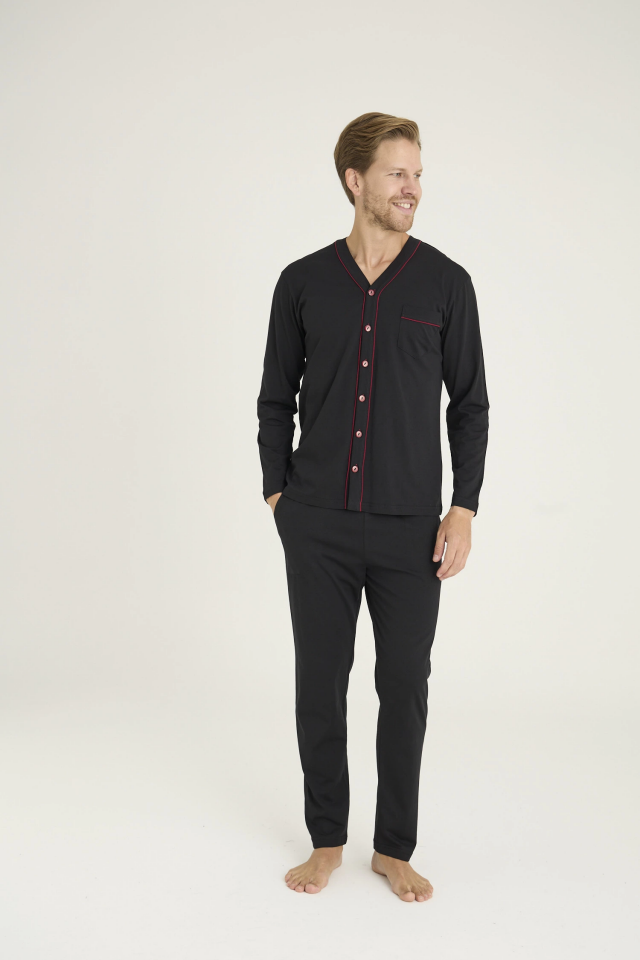 Kocabey 9267 Erkek V.Yaka Boydan Düğmeli Pijama Takım