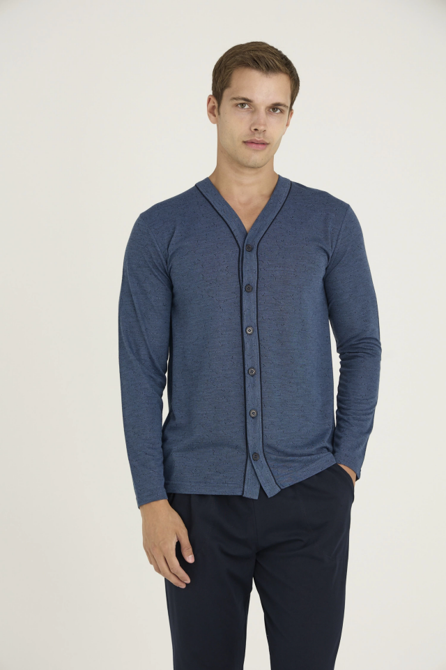 Kocabey 9225 Erkek V.Yaka Boydan Düğmeli Pijama Takım