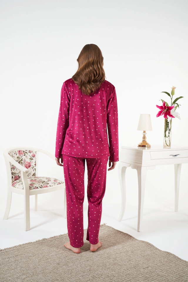 Estiva 25365 Gömlek Yaka Kadife Pijama Takımı