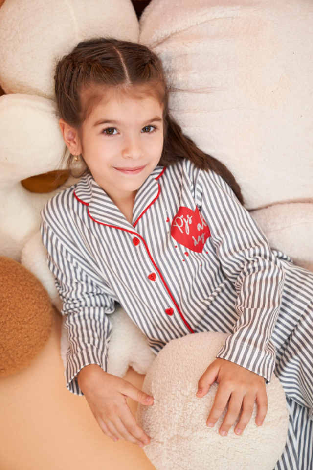 Pjs 28065 Çocuk Düğmeli Pijama Takım
