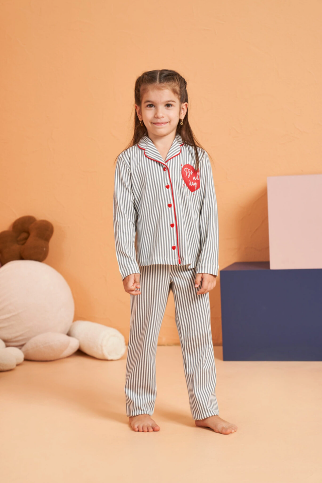 Pjs 28065 Çocuk Düğmeli Pijama Takım