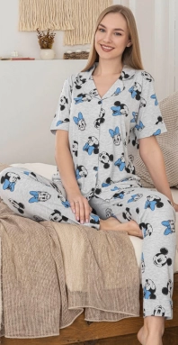 Alissa 6283 Kadın Mickey Mouselu Patlı Pijama Takımı