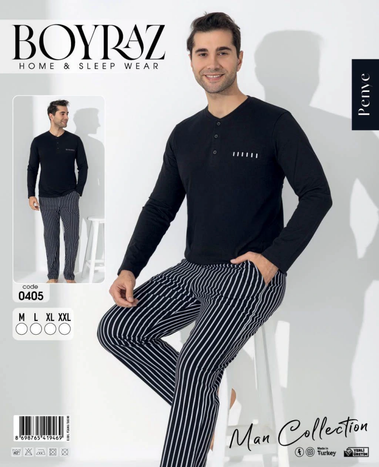 Boyraz 0405 Erkek Uzun Kol Pijama Takımı
