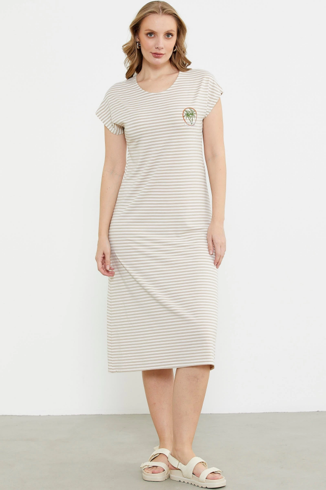 Sementa 77489 Nakış Detaylı Marine Penye Elbise