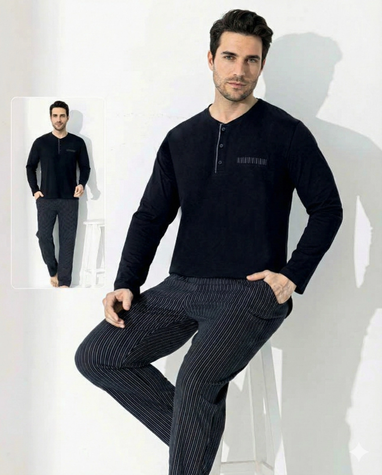 Boyraz 0690 Erkek Uzun Kol Penye Pijama Takımı