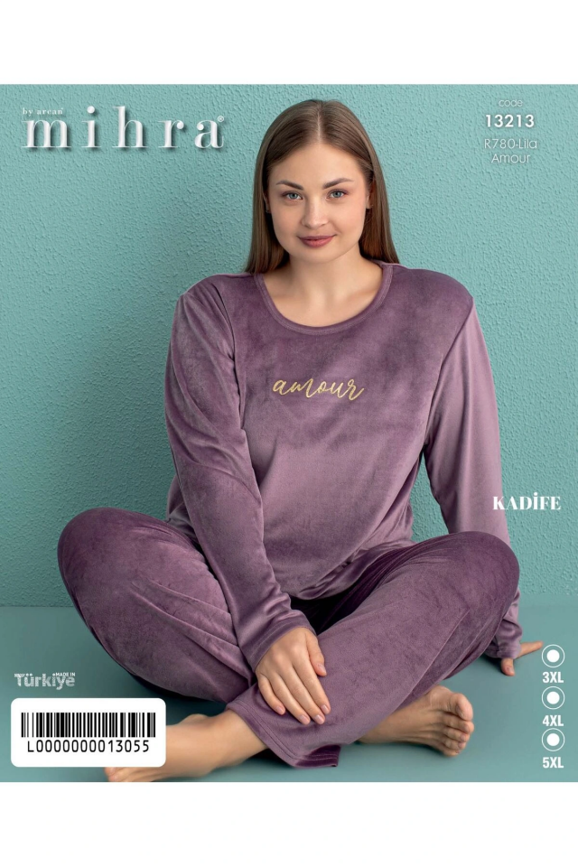 Mihra 13213 Kadın Kadife Uzun Kol Pijama Takımı