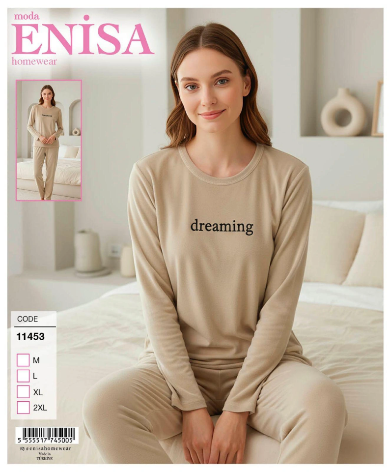 Lovenisa 11454 Kadın Kadife Uzun Kol Pijama Takımı