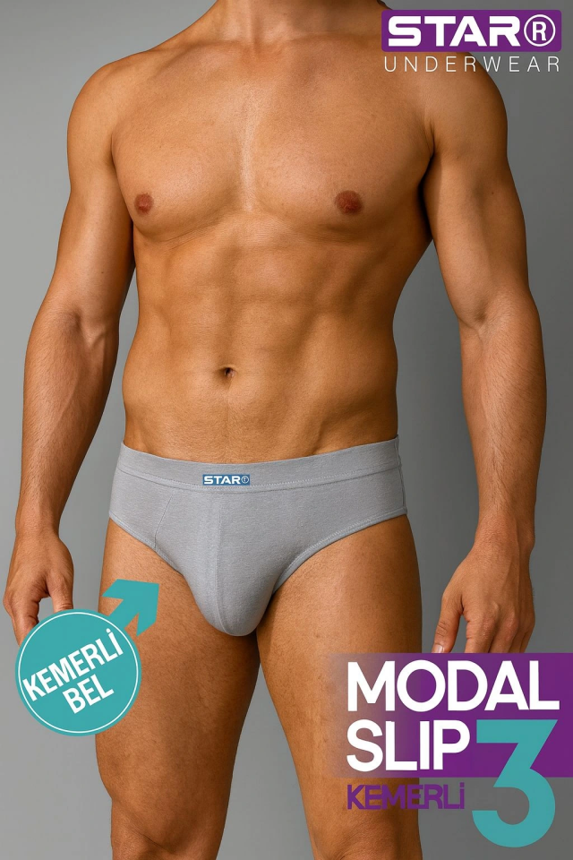 Star 109 Erkek 3'lü Modal Slip