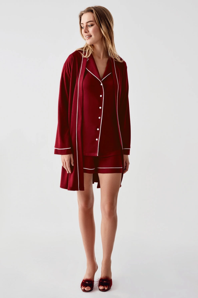 Freshness 324 Kadın 4'Lü Sabahlıklı Şorlu Pijama Takımı