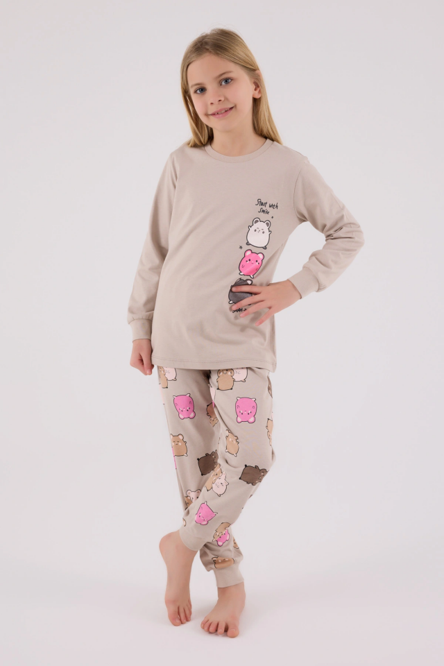 RolyPoly 3704-2 Kız Çocuk Uzun Kol Pijama Takım