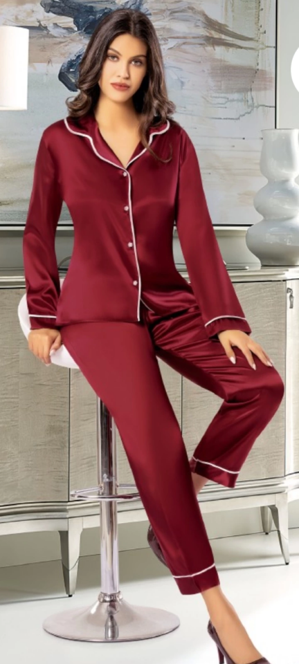 Freshness 2045 Saten Gömlek Yaka Patlı Pijama Takımı