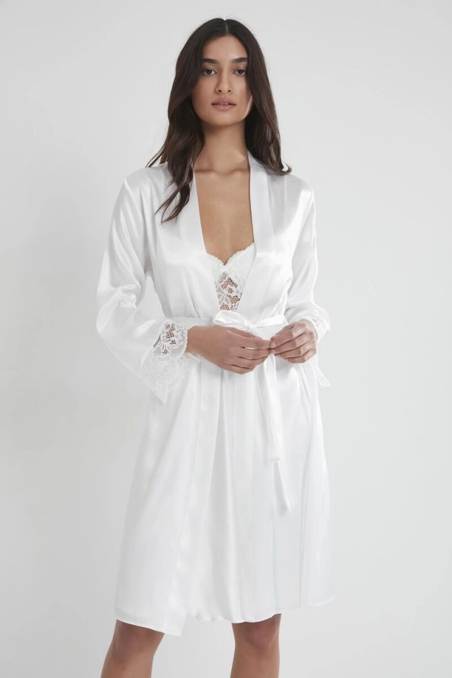 Pierre Cardin 4265 Saten Kısa Sabahlık Gecelik Takım