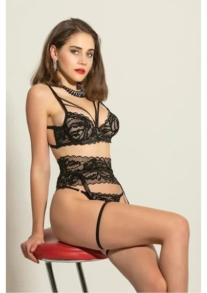 Gallipoli 6222 Fantezi Sütyen Jartiyer String Takım