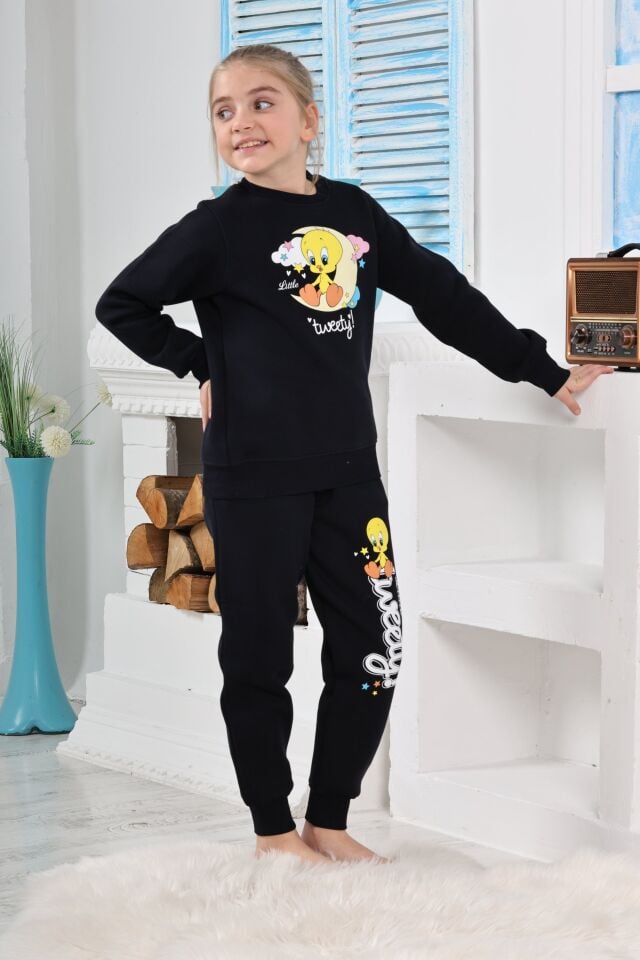 Kapitex 6182 Kız Çocuk Twety Baskılı Uzun Kol Pijama Takımı