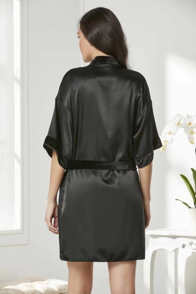 Pierre Cardin 4045 Kadife Saten Dantelli Gecelik ve Sabahlık Takımı