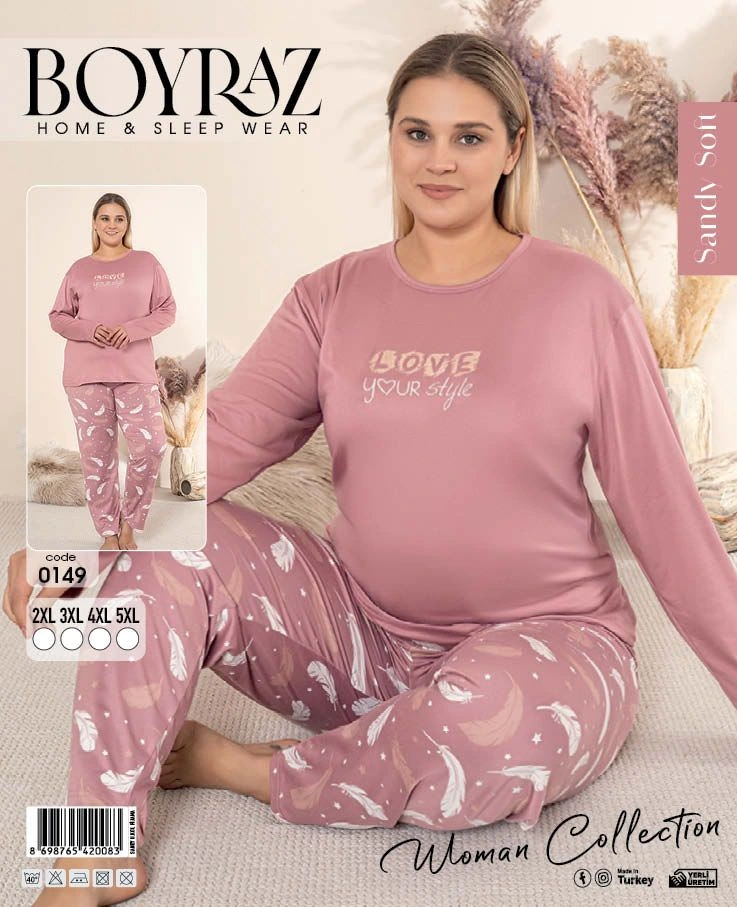 Boyraz 0149 Kadın Battal Uzun Kol Pijama Takımı