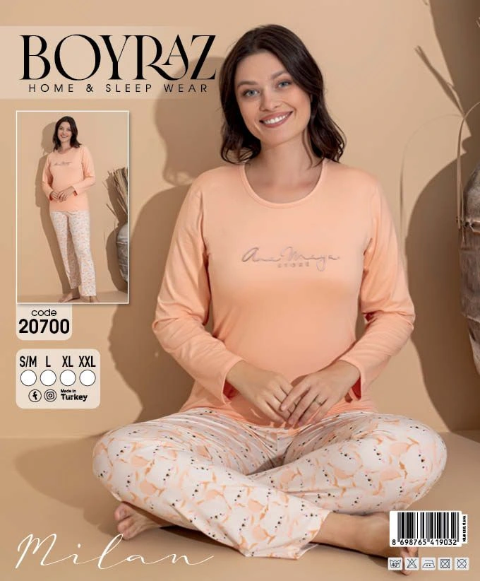 Boyraz 20700 Kadın Milan Uzun Kol Pijama Takımı