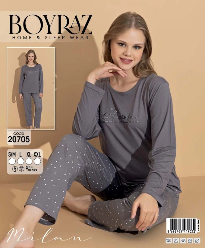 Boyraz 20705 Kadın Milan Uzun Kol Pijama Takımı