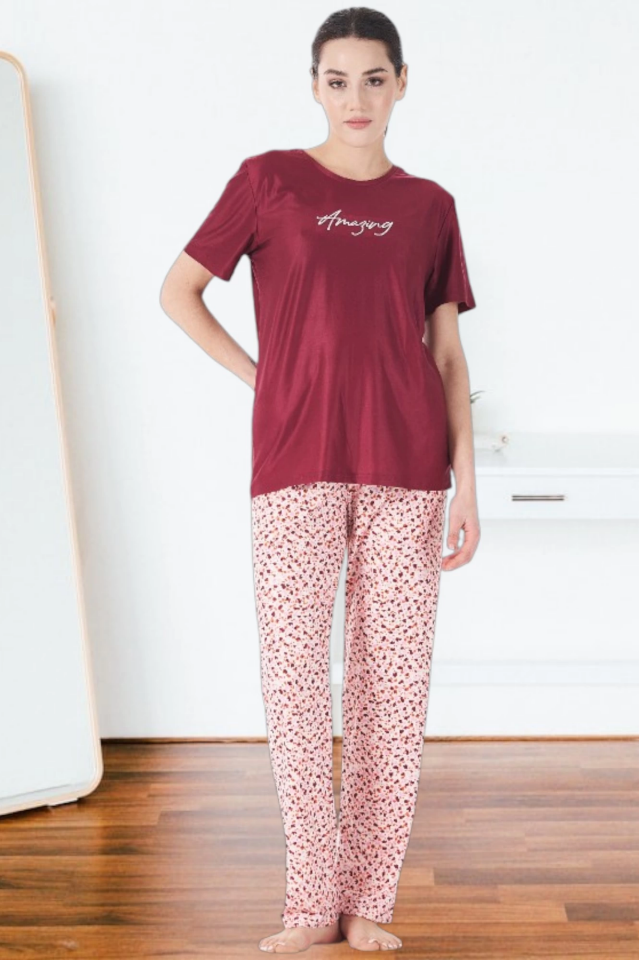 Estiva 25165 Kadın Marla Çicekli Kısa Kol Pijama Takımı