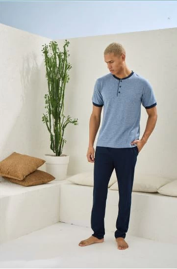 Kocabey 2091 Erkek Midi Yaka Pijama Takım