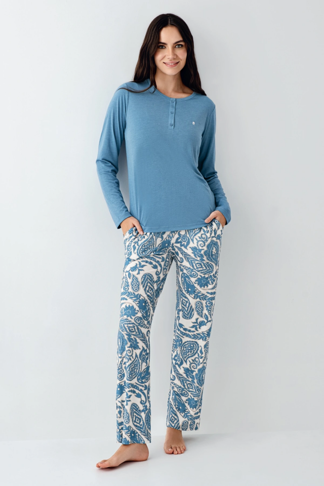 Pierre Cardin 9075-S Kadın Uzun Kol Pijama Takım