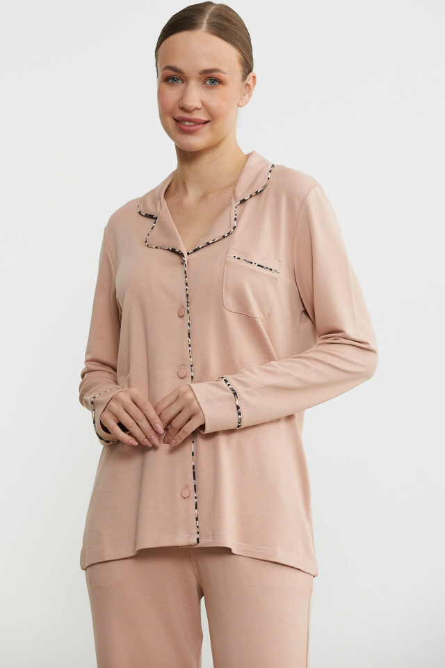 Sementa 76444 Düz Renk Gömlek Model Pijama Takım