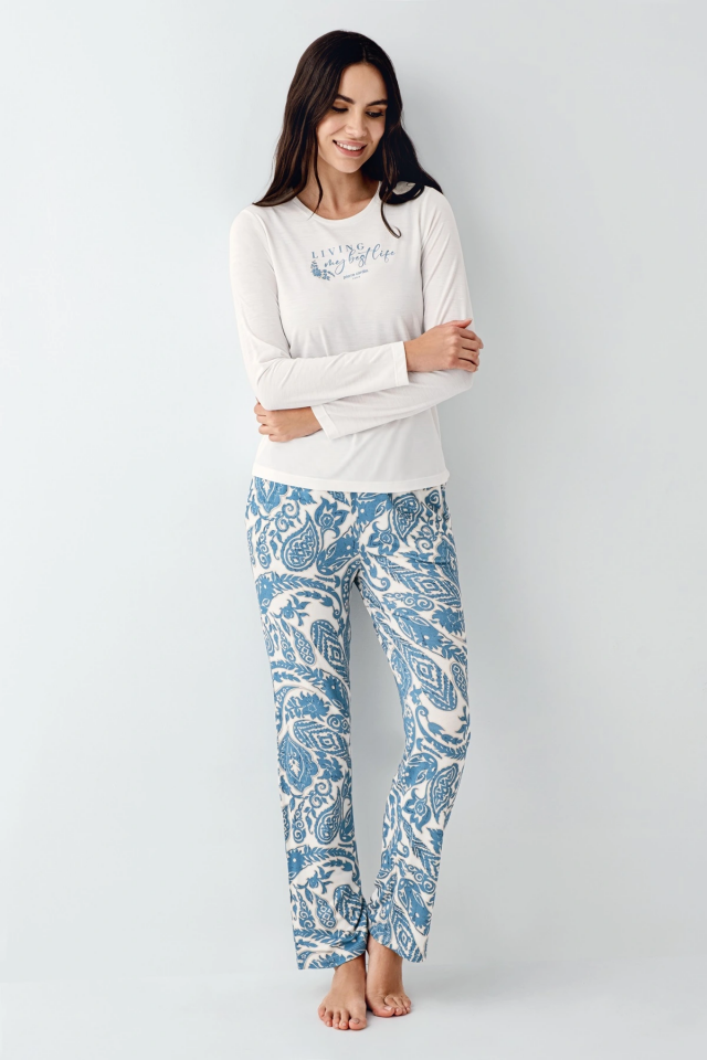 Pierre Cardin 9074-S Kadın Uzun Kol Pijama Takım