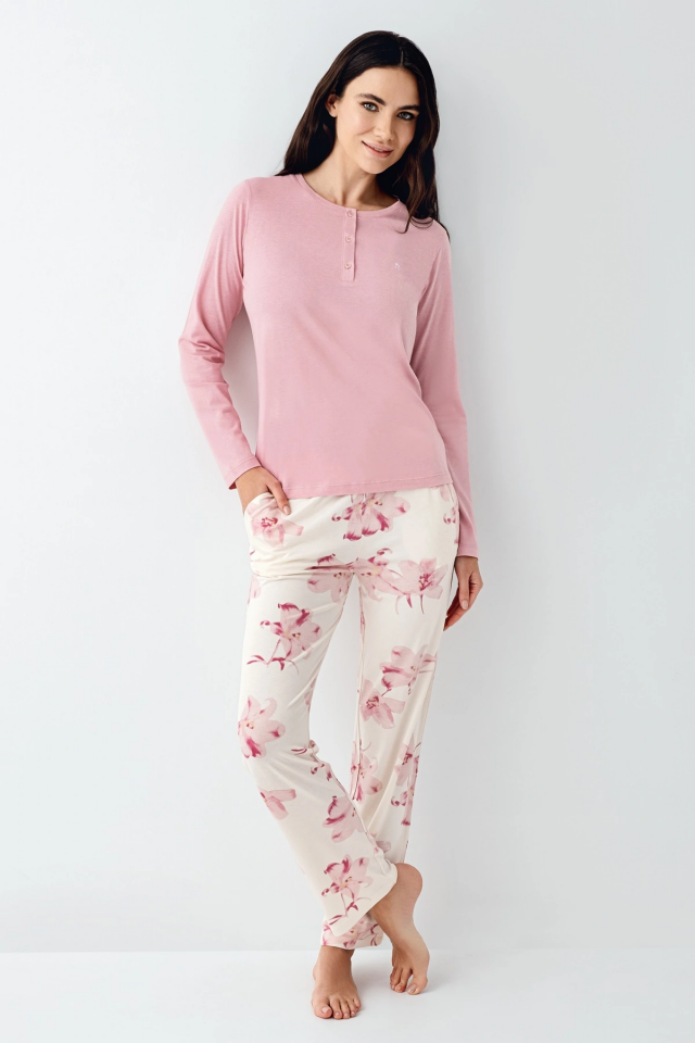 Pierre Cardin 9055-X Kadın Battal Uzun Kol Pijama Takım