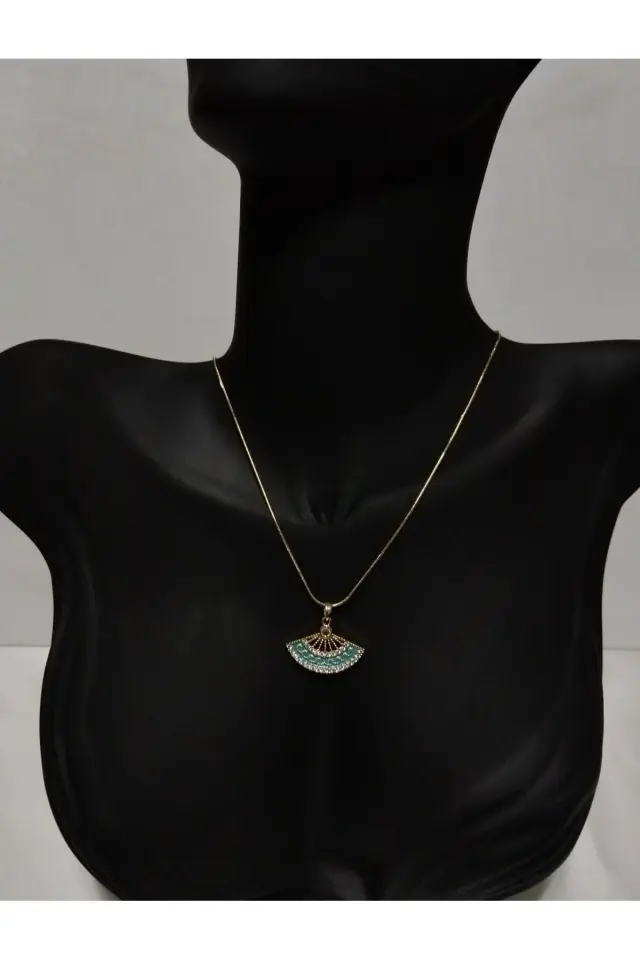 Mavi Yelpaze Gold Çelik Kolye