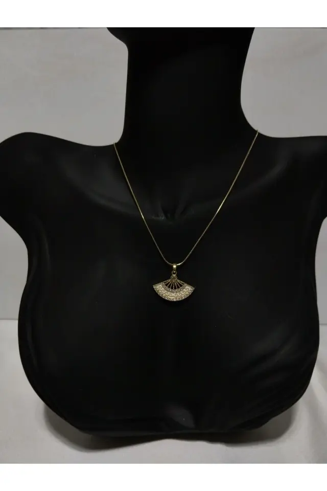 Beyaz Yelpaze Gold Çelik Kolye