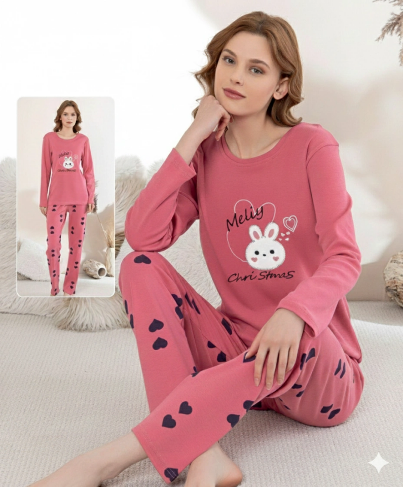 Boyraz 0353 Kadın Penye Uzun Kol Pijama Takımı