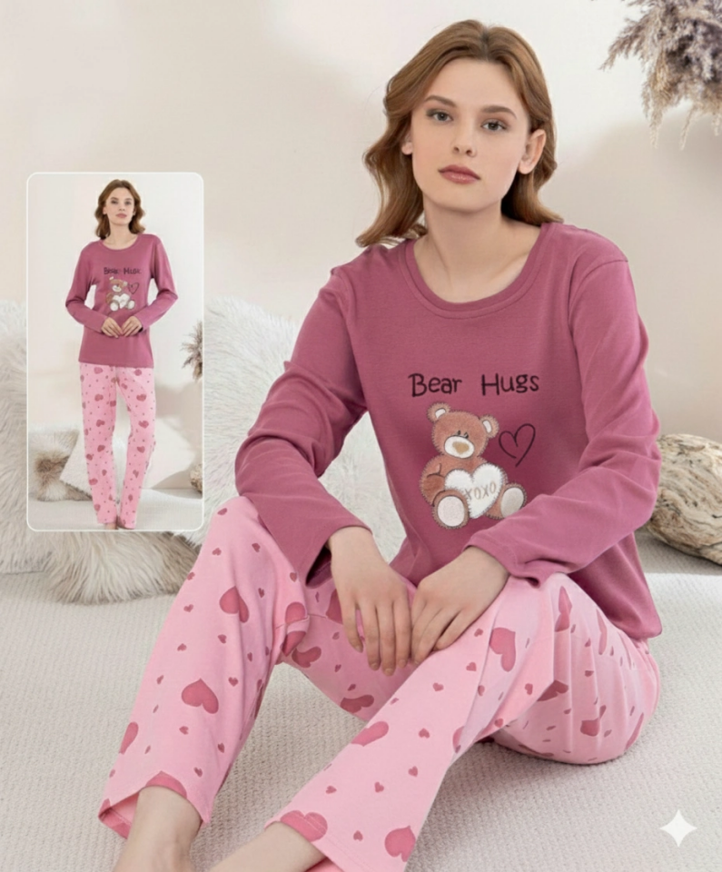 Boyraz 0354 Kadın Penye Uzun Kol Pijama Takımı