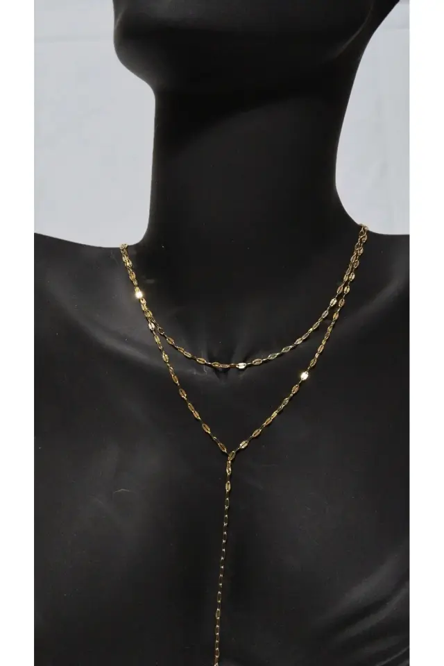 Çelik Parlak Zincir Y Gold Kolye