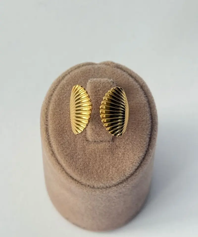 Çelik Deniz Kabuğu Ayarlamalı Gold Yüzük